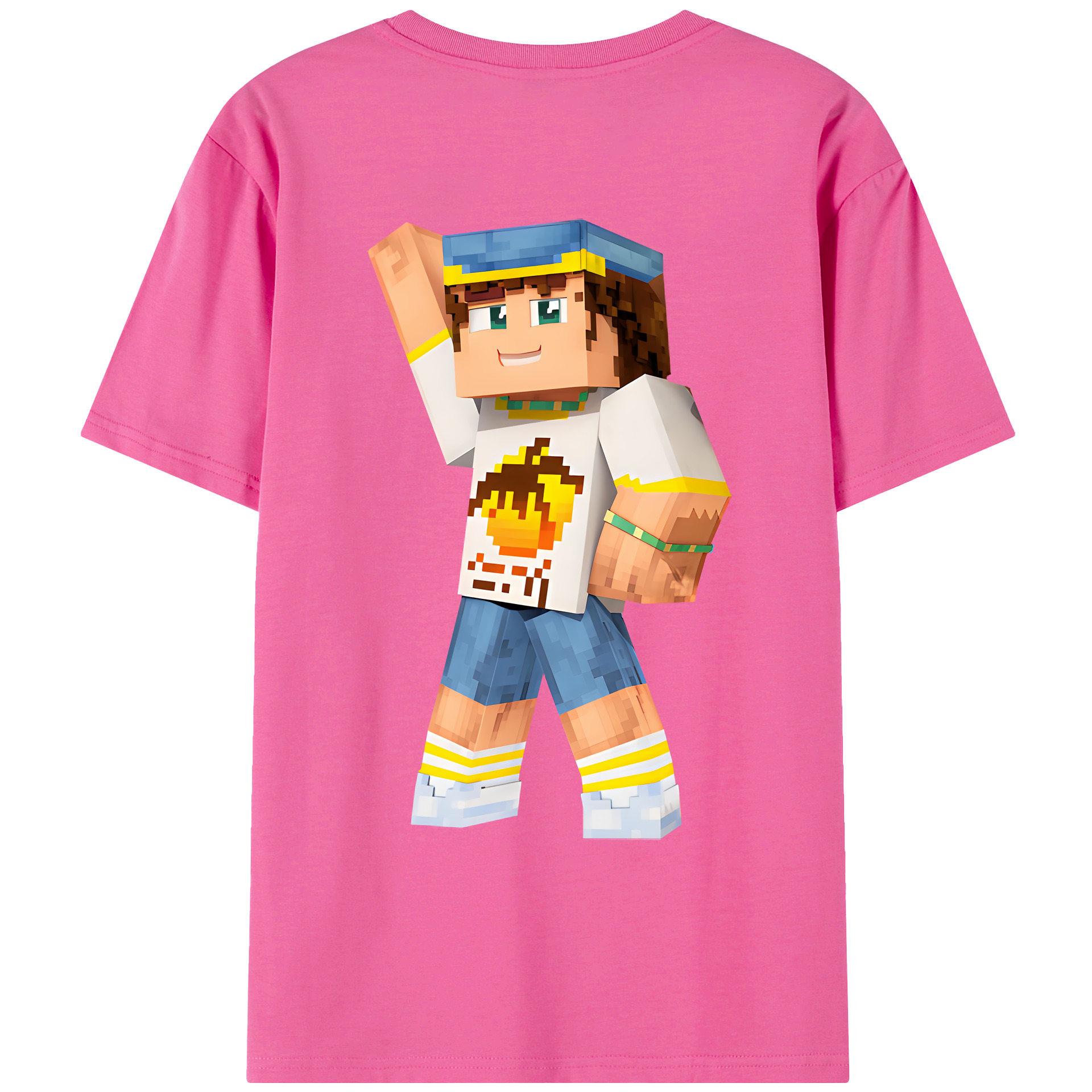 （画像用） マインクラフト ブロックの世界 Minecraft MC Block world レディース半袖Tシャツ(バックプリント)